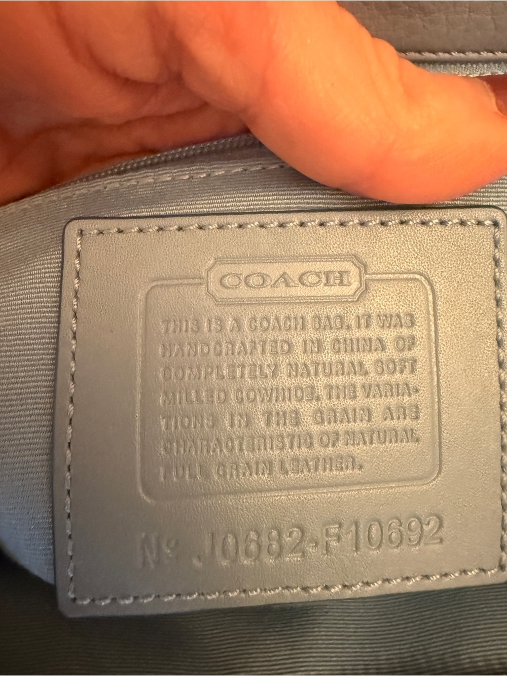 Coach Pale Blue Leather Tote with Polished Hardware - Picture 6 of 9